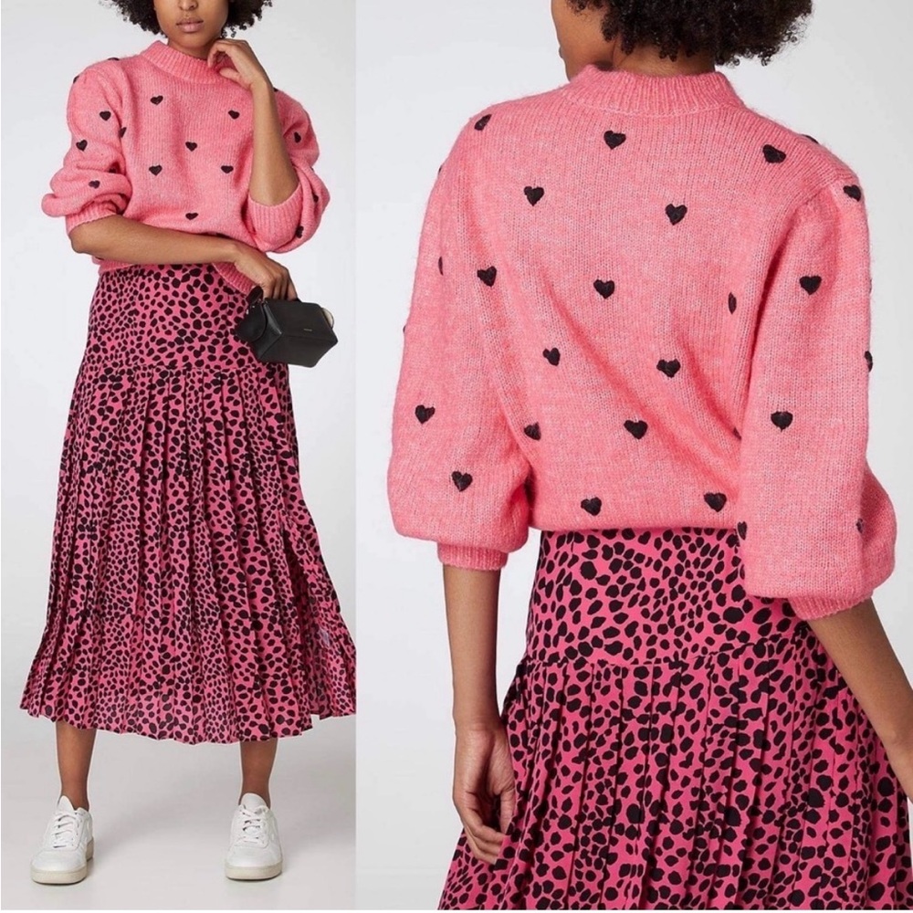 Rixo London Ariana  Heart Pullover Sweater Women‎ Size XL